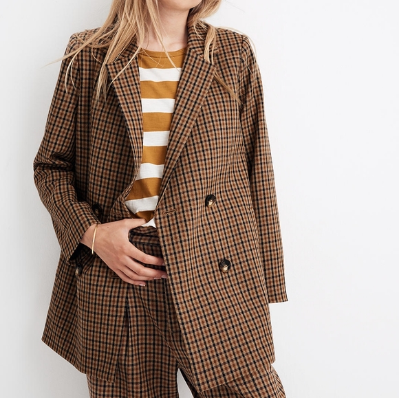 Caldwell Double-Breasted Blazer in Desert Check - Picture 1 of 10